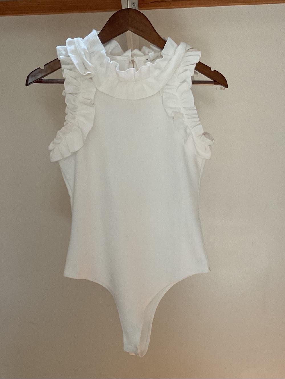 TCEC White Ruffle-Trim Kids One Piece